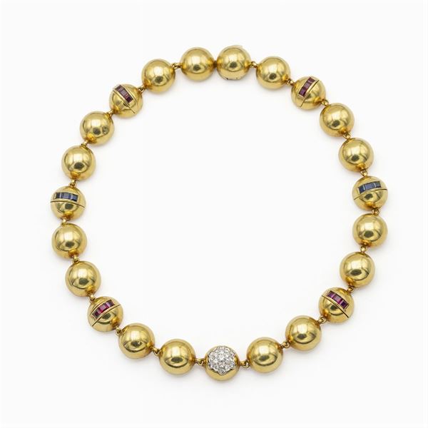 18kt yellow gold hemispheres collier