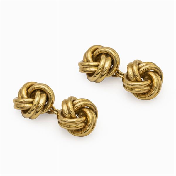 Weingrill, 18kt yellow gold knot cufflinks