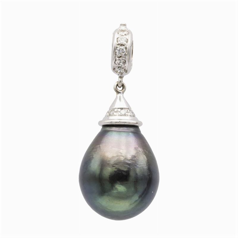 Pendente in Oro Bianco 18kt con Perla Tahiti