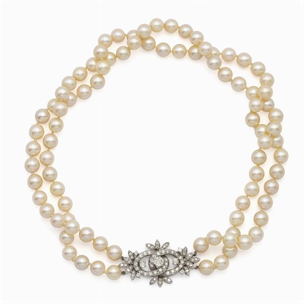 Two-strand of cultured pearl necklace