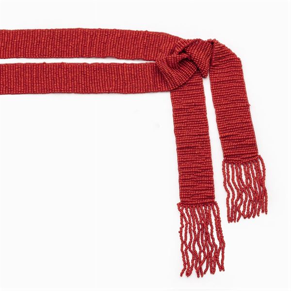 Red coral belt scarf necklace