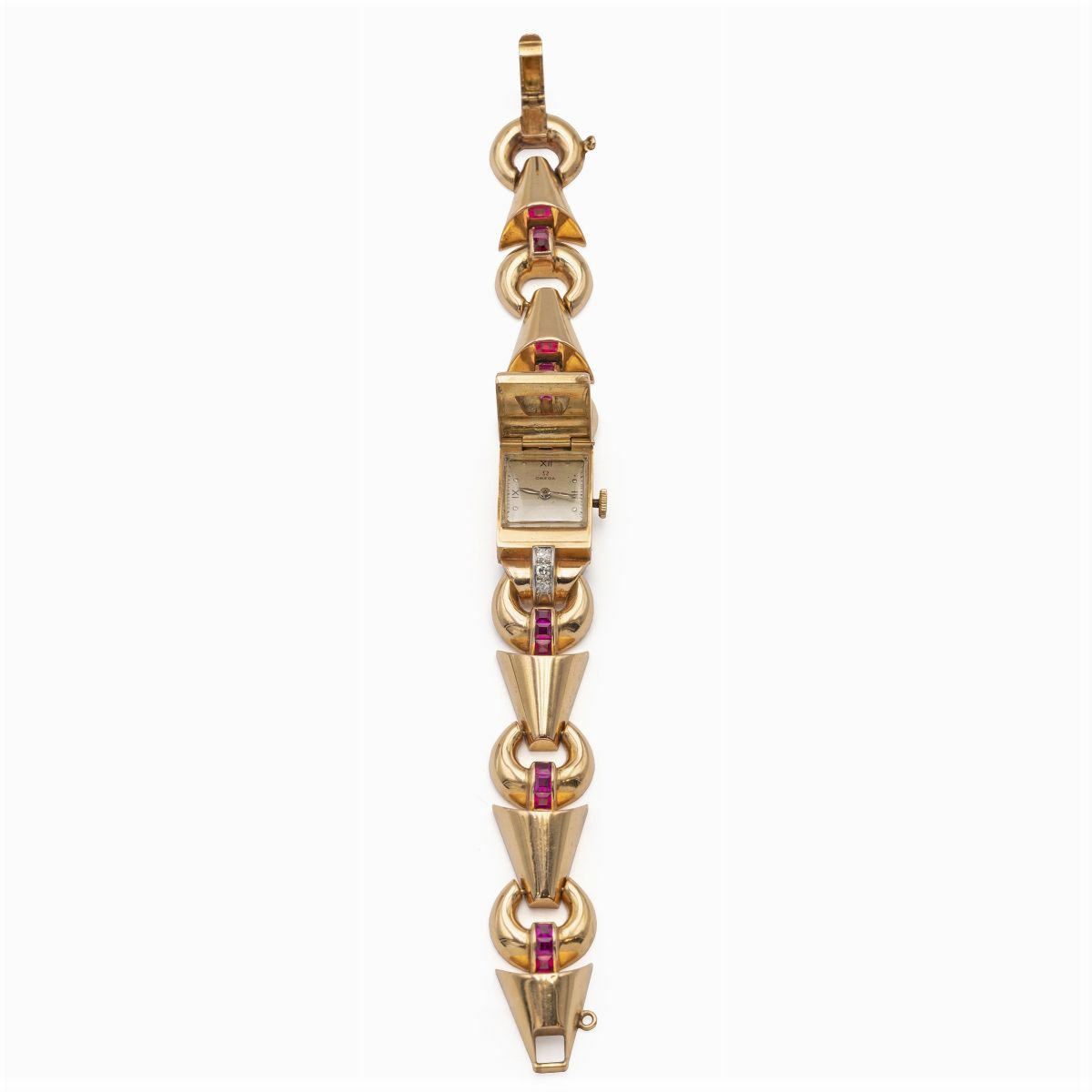 Bracciale Orologio in Oro Rosa 18kt Rubini e Diamanti