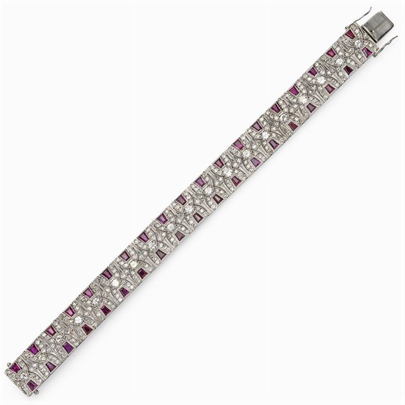 Bracciale in Oro Bianco 18kt Diamanti e Rubini