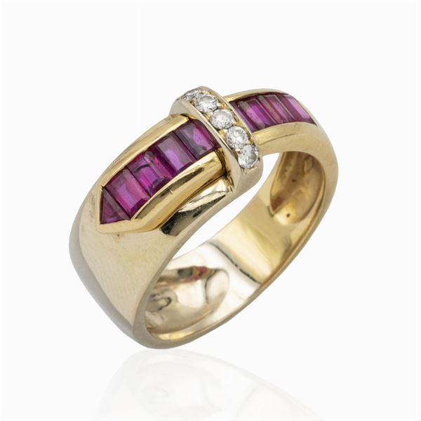 Anello fibbia in oro giallo 18kt  (firmato Gio Caroli)  - Asta Gioielli Orologi Fashion Vintage - Colasanti Casa d'Aste