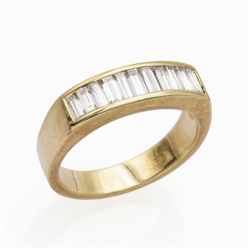 Anello Riviere in Oro Giallo 18kt e Diamanti