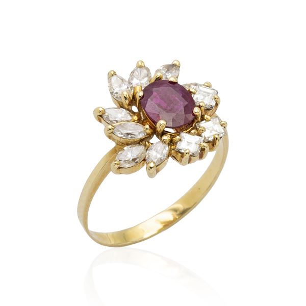 18kt yellow gold oval ruby ring