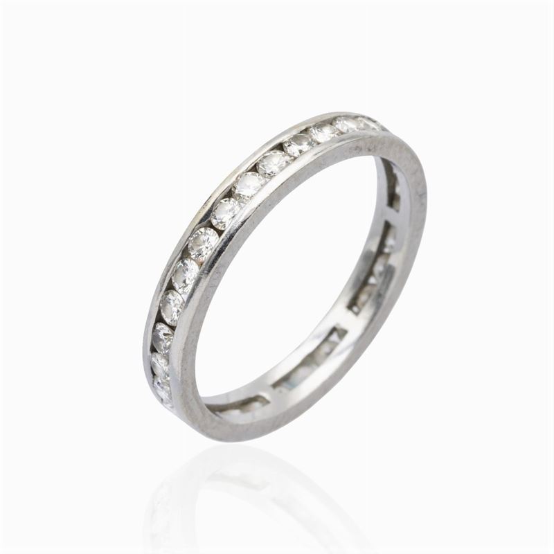 Anello Fede in Oro Bianco 18kt e Diamanti