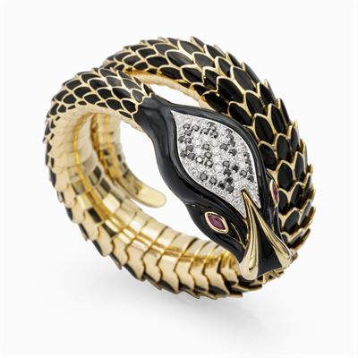 Bracciale a Serpente a Due Spirali