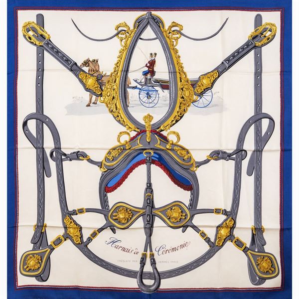 Hermès, foulard vintage collezione Arnais De Ceremonie