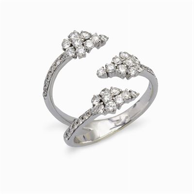 Crivelli, Anello Frecce in Oro Bianco 18kt e Diamanti