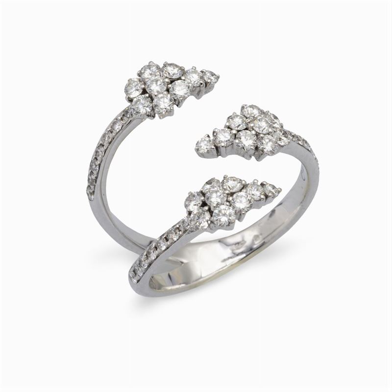 Crivelli, Anello Frecce in Oro Bianco 18kt e Diamanti