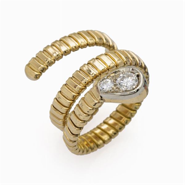 18kt yellow gold Tubogas snake ring