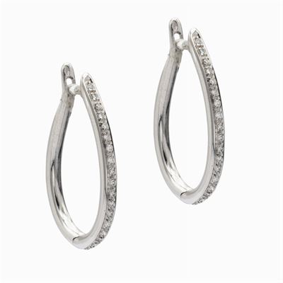 Damiani, Orecchini Ovali in Oro Bianco 18kt e Diamanti