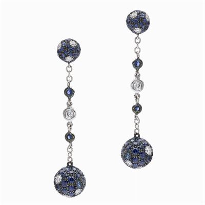 Orecchini Pendenti Boules in Oro Bianco 18kt