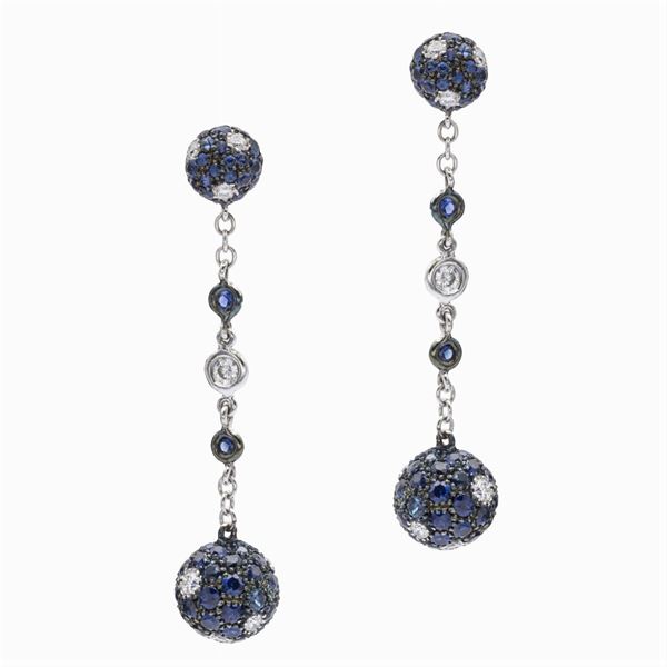 18kt white gold boules pendant earrings