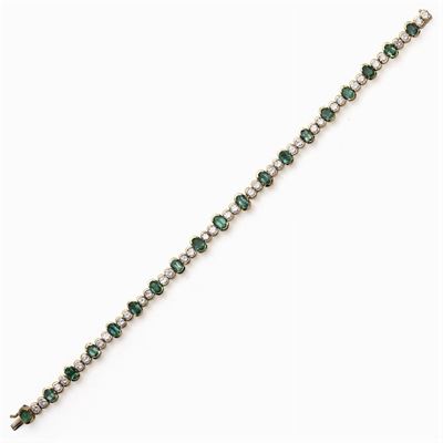 Bracciale in Oro Giallo 18kt Smeraldi e Diamanti