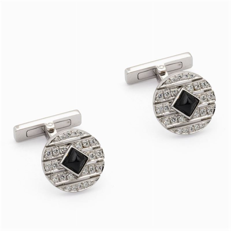 Cartier, Gemelli in Oro Bianco 18kt e Diamanti