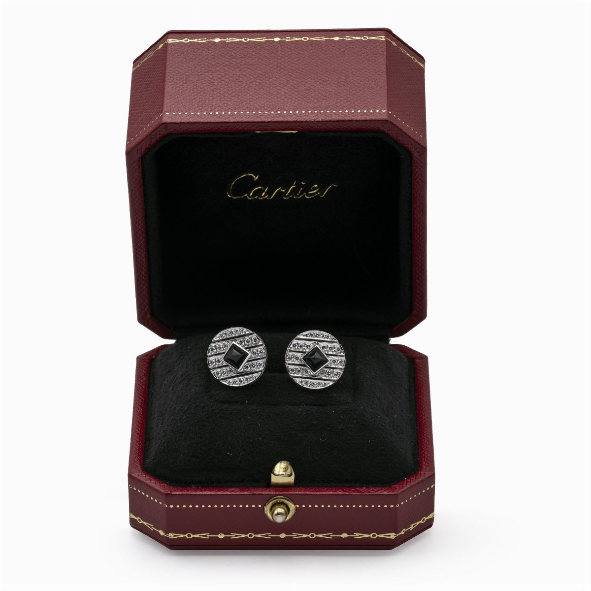 Cartier, Gemelli in Oro Bianco 18kt e Diamanti