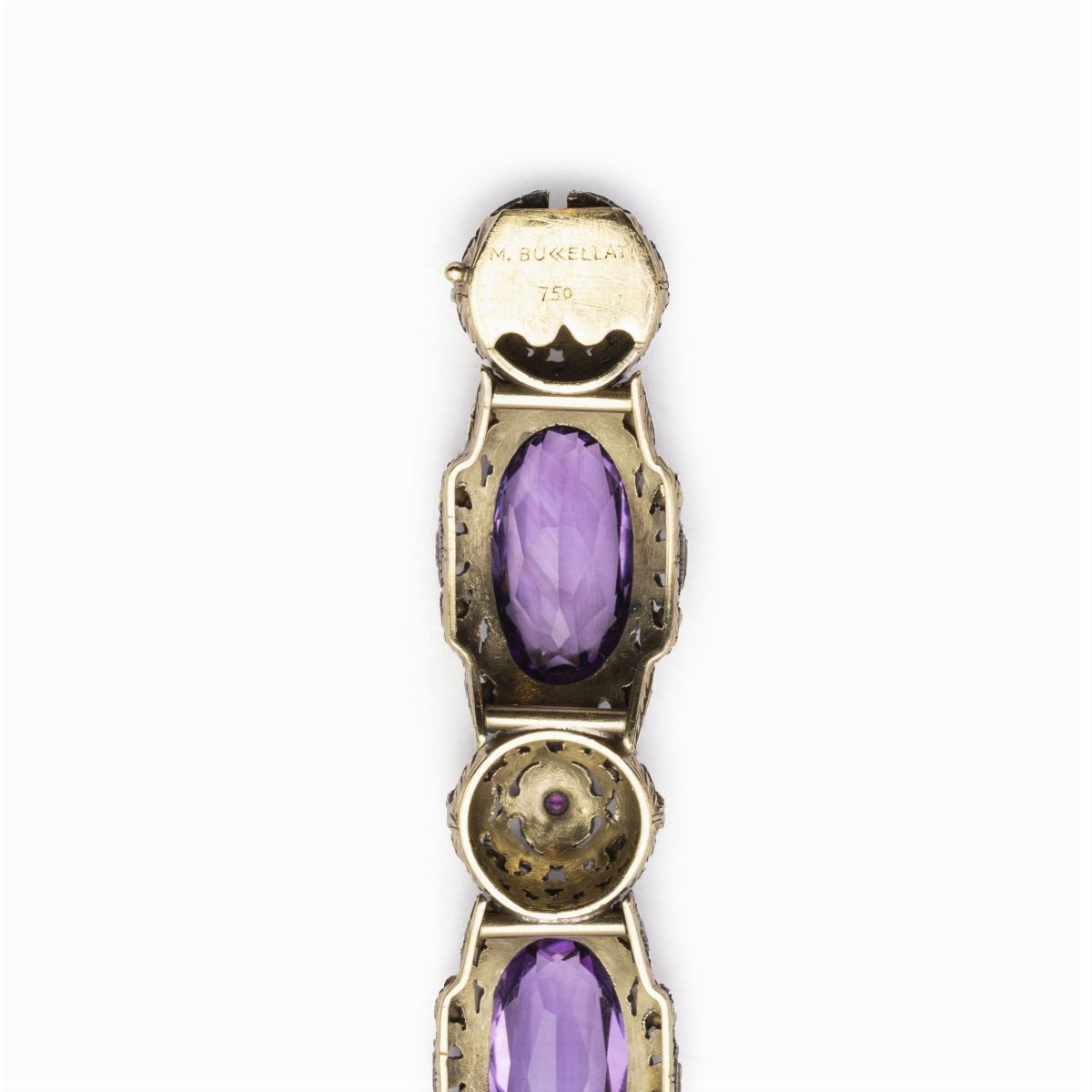 Mario Buccellati, Bracciale in Oro Giallo 18kt Argento e Ametiste