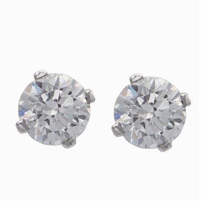 Orecchini a Lobo in Oro Bianco 18kt con Due Diamanti Taglio Brillante