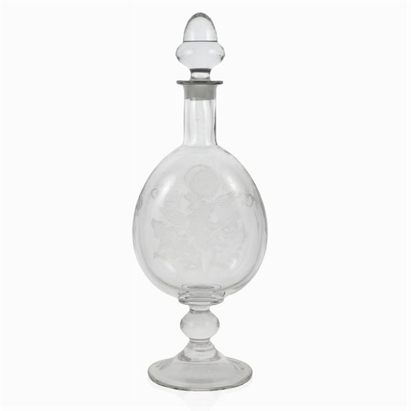 Bottiglia con tappo in vetro trasparente  (Italia, XX Sec.)  - Asta Argenti e L'Arte della tavola - Colasanti Casa d'Aste