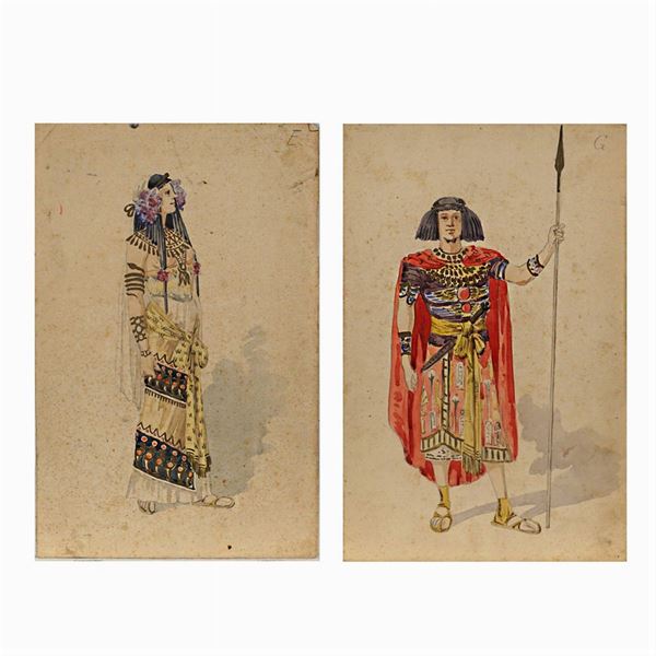 Atelier Attilio Comelli  (Italia, 1904 circa)  - Auction Costume and Sketches - Colasanti Casa d'Aste