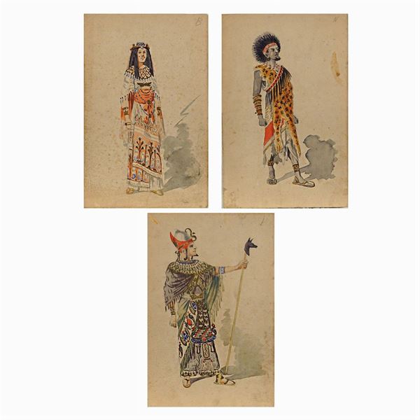 Atelier Attilio Comelli  (Italia, 1904 circa)  - Auction Costume and Sketches - Colasanti Casa d'Aste
