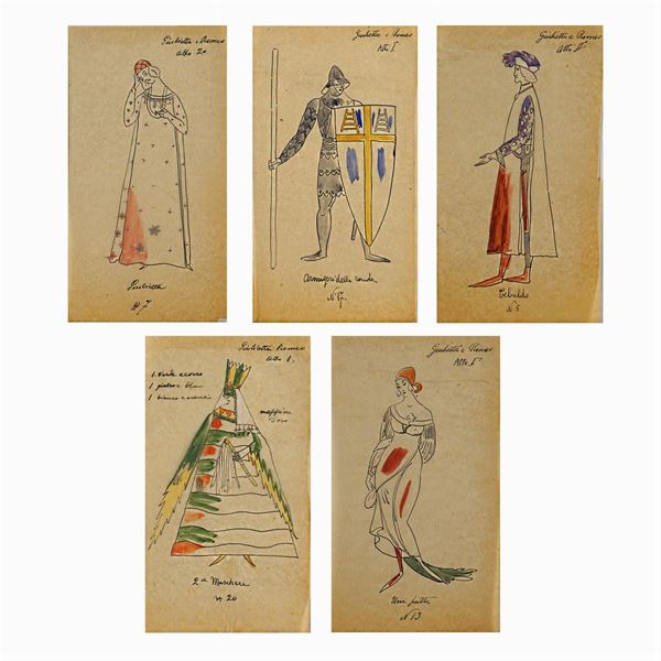 Atelier Bruno Angoletta  (Roma, 1922 circa)  - Asta Bozzetti e Figurini Web Only - Colasanti Casa d'Aste