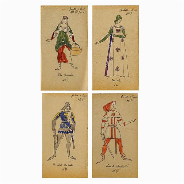 Atelier Bruno Angoletta  (Roma, 1922 circa)  - Auction Costume and Sketches - Colasanti Casa d'Aste