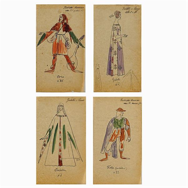Atelier Bruno Angoletta  (Roma, 1922 circa)  - Auction Costume and Sketches - Colasanti Casa d'Aste