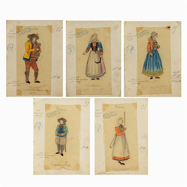Figurini per "Dinorah"  (Milano, 1900 circa)  - Asta Bozzetti e Figurini Web Only - Colasanti Casa d'Aste