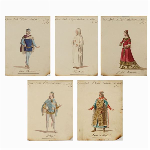 Figurini per "I Vespri Siciliani"  (Italia, 1900 circa)  - Auction Costume and Sketches - Colasanti Casa d'Aste