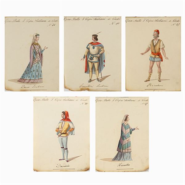 Figurini per "I Vespri Siciliani"  (Italia, 1900 circa)  - Asta Bozzetti e Figurini Web Only - Colasanti Casa d'Aste