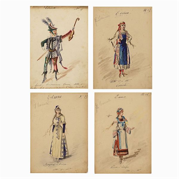 Figurini per "'Edmea"  (Milano, 1900 circa)  - Asta Bozzetti e Figurini Web Only - Colasanti Casa d'Aste