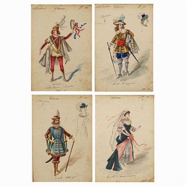 Figurini per "'Edmea"  (Milano, 1900 circa)  - Asta Bozzetti e Figurini Web Only - Colasanti Casa d'Aste