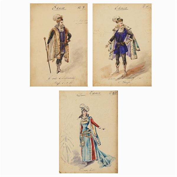 Figurini per "'Edmea"  (Milano, 1900 circa)  - Asta Bozzetti e Figurini Web Only - Colasanti Casa d'Aste