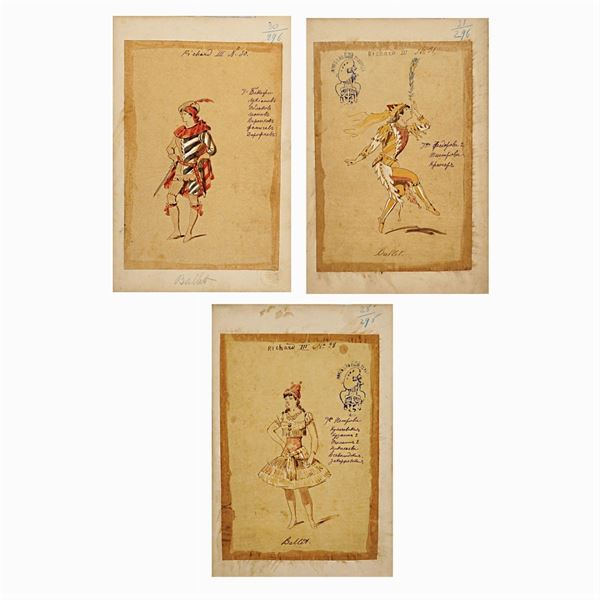 Figurini per "Riccardo III"  (Italia, 1900 circa)  - Asta Bozzetti e Figurini Web Only - Colasanti Casa d'Aste