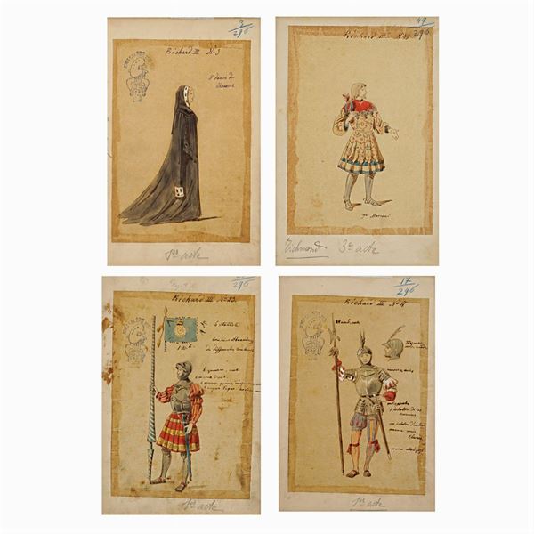 Figurini per "Riccardo III"  (Italia, 1900 circa)  - Auction Costume and Sketches - Colasanti Casa d'Aste