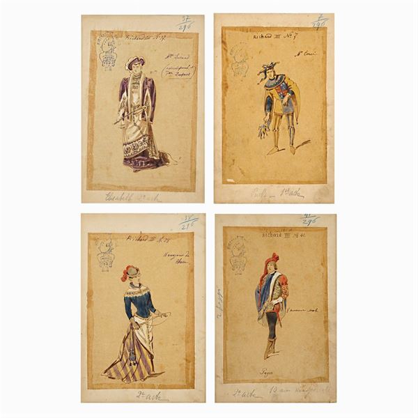 Figurini per "Riccardo III"  (Italia, 1900 circa)  - Auction Costume and Sketches - Colasanti Casa d'Aste