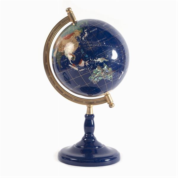 Globe covered in semi-precious stones and brass