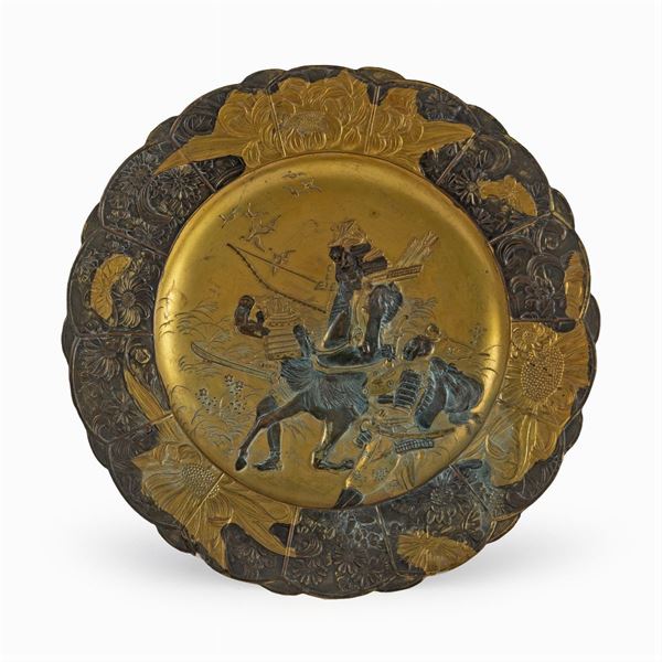 Partially gilded copper plate