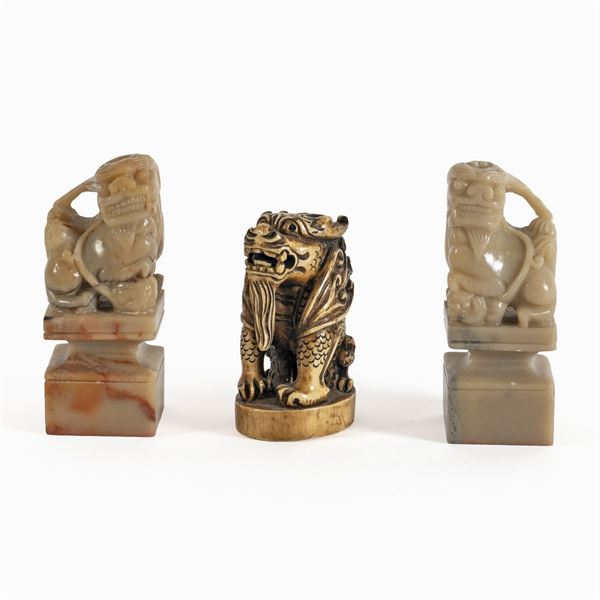 Three pietre dure  and bone seals