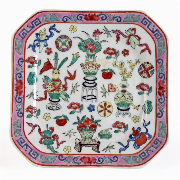 Octagonal porcelain plate