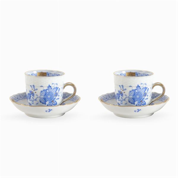Herend, pair of coffee cups with saucers