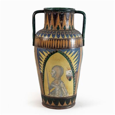 Vaso Biansato in Ceramica Policroma