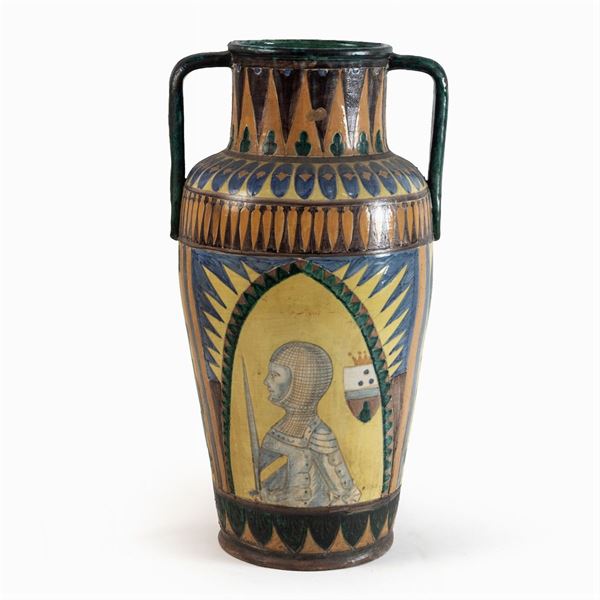 Vaso biansato in ceramica policroma  (Italia, XX Sec.)  - Asta Da Importanti Collezioni Romane - Colasanti Casa d'Aste