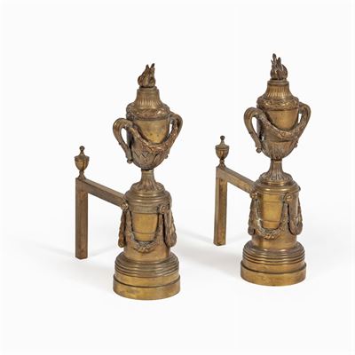 Coppia di Alari in Bronzo Dorato