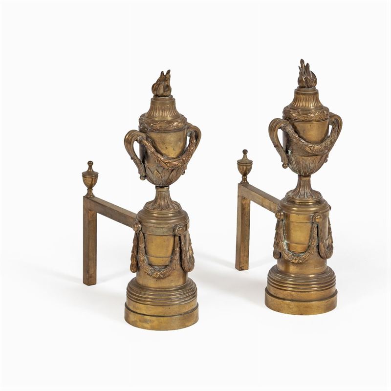 Coppia di Alari in Bronzo Dorato