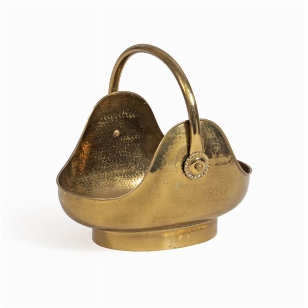 Cesto portalegna in metallo dorato  (XX Sec.)  - Asta Da Importanti Collezioni Romane - Colasanti Casa d'Aste