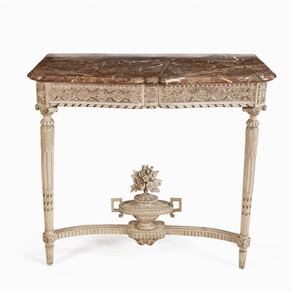 Lacquered and carved wood console